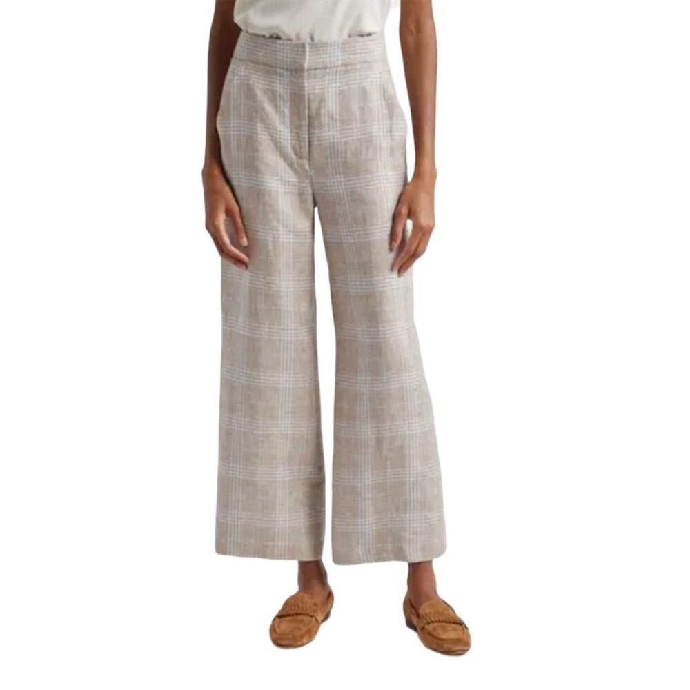 Veronica Beard Brixton Women's Plaid Wide-Leg Ankle Pants Size 10 Multicolor